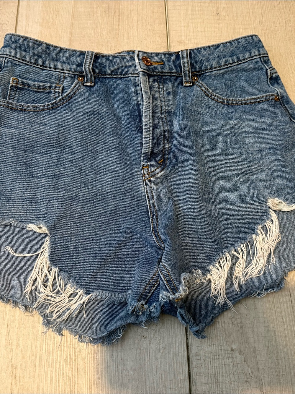 wild fable Distressed High-Rise Denim Shorts - Light Blue